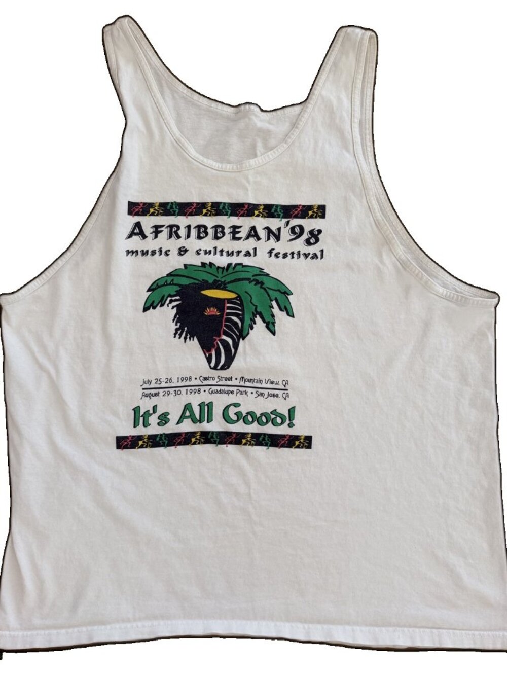 Vintage 1998 Afribbean Music & Cultural Festival Tank Top XL White